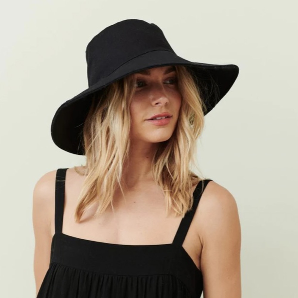 Jenni Kayne Cotton Canvas Sun Hat, Black, M/L
